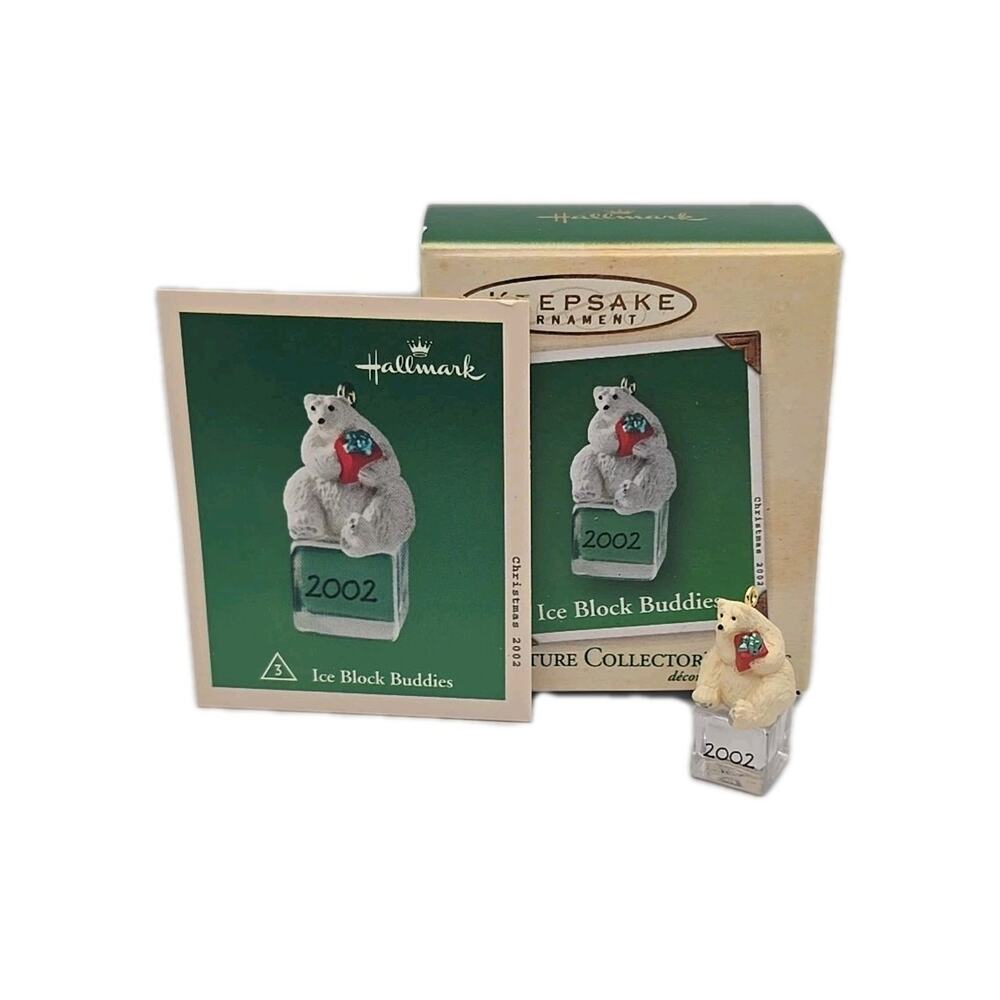 2002 Hallmark Ice Block Buddies Miniature Ornament Polar Bear U65/4356